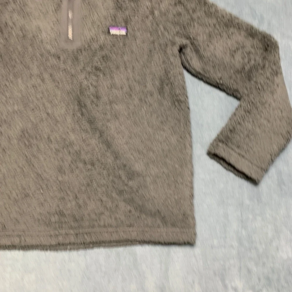 Patagonia Los Gatos Fleece Jacket Unisex Kids L 12 Gray Logo 1/4 Zip Mock Neck